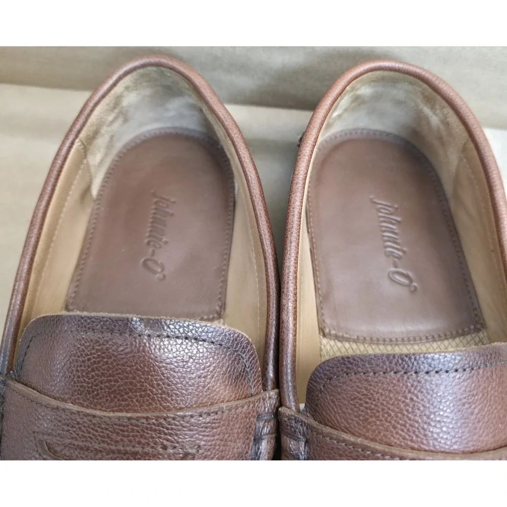 Johnnie-O Mens (12 M) Santa Monica Penny Loafers Leather Slip On Brown Shoes